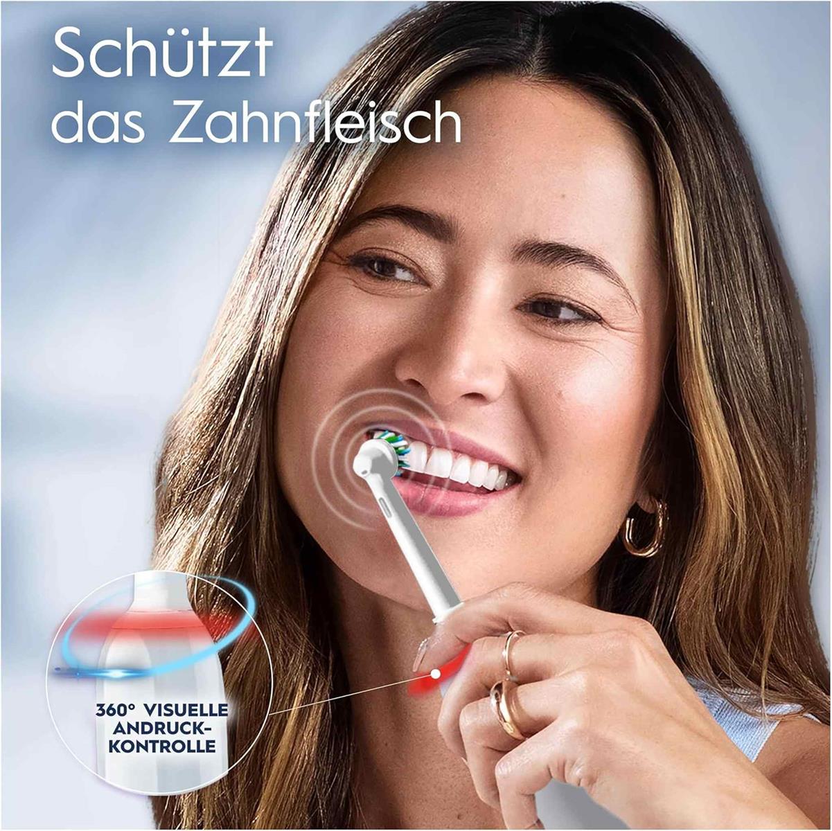 Oral-B Pro Series 3 Elektrische Zahnbürste/Electric Toothbrush, 1 Aufsteckbürste, 3 Putzmodi und visuelle 360° Andruckkontrolle für Zahnpflege, Reiseetui, Special Edition, Designed by Braun, white