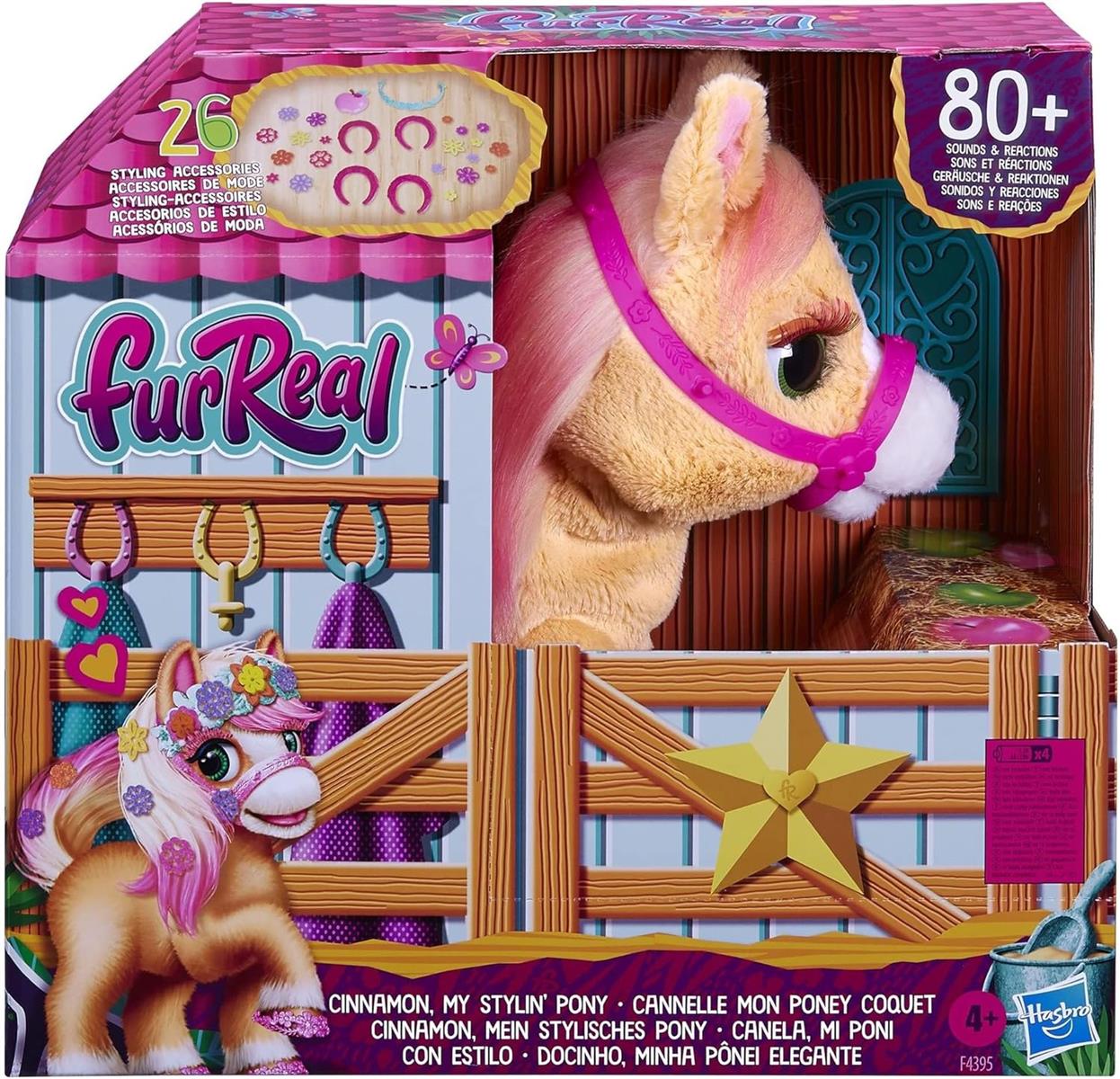 FurReal Hasbro Cinnamon, Mein stylisches Pony, 80+ Geräusche, Reaktionen, 26 Accessoires, (35 cm)