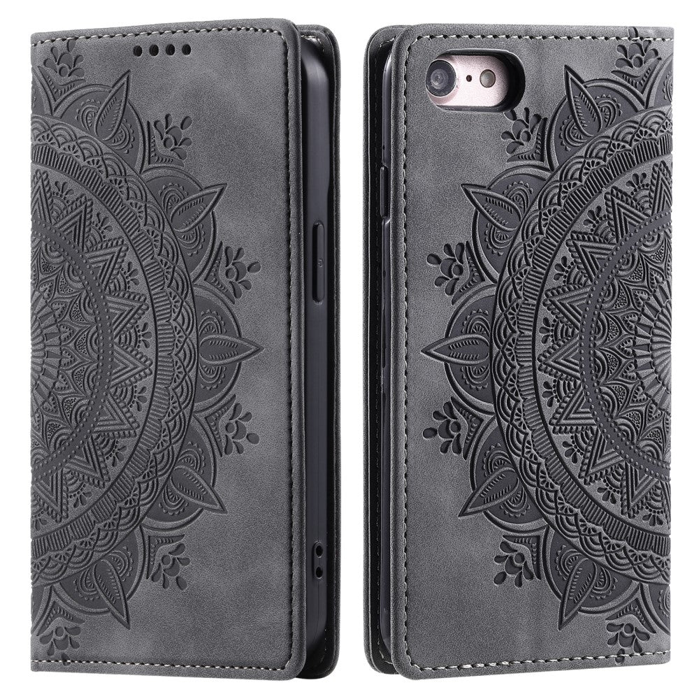 Hülle für Apple iPhone 16e Handyhülle Flip Case Cover Tasche Mandala Etui Grau
