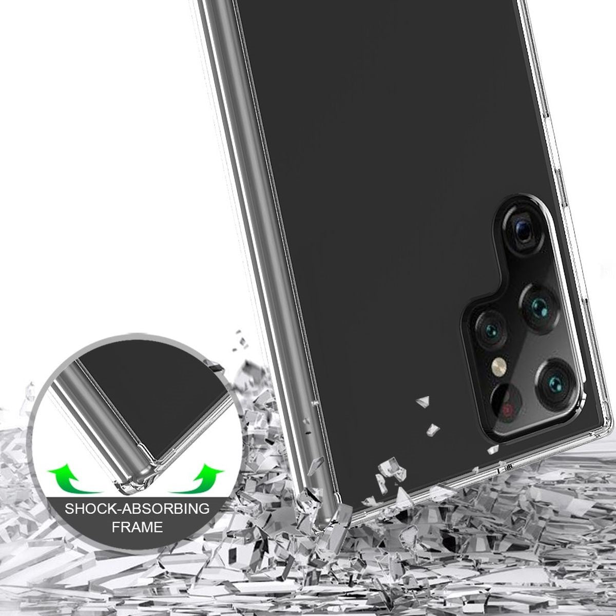 Hülle für Samsung Galaxy S22 Ultra Handy Case Hybrid Silikon Bumper Cover Klar