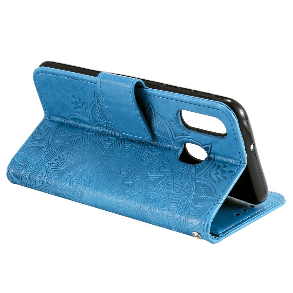 Hülle für Samsung Galaxy A40 Handyhülle Schutz Tasche Flip Case Etui Cover Mandala Blau