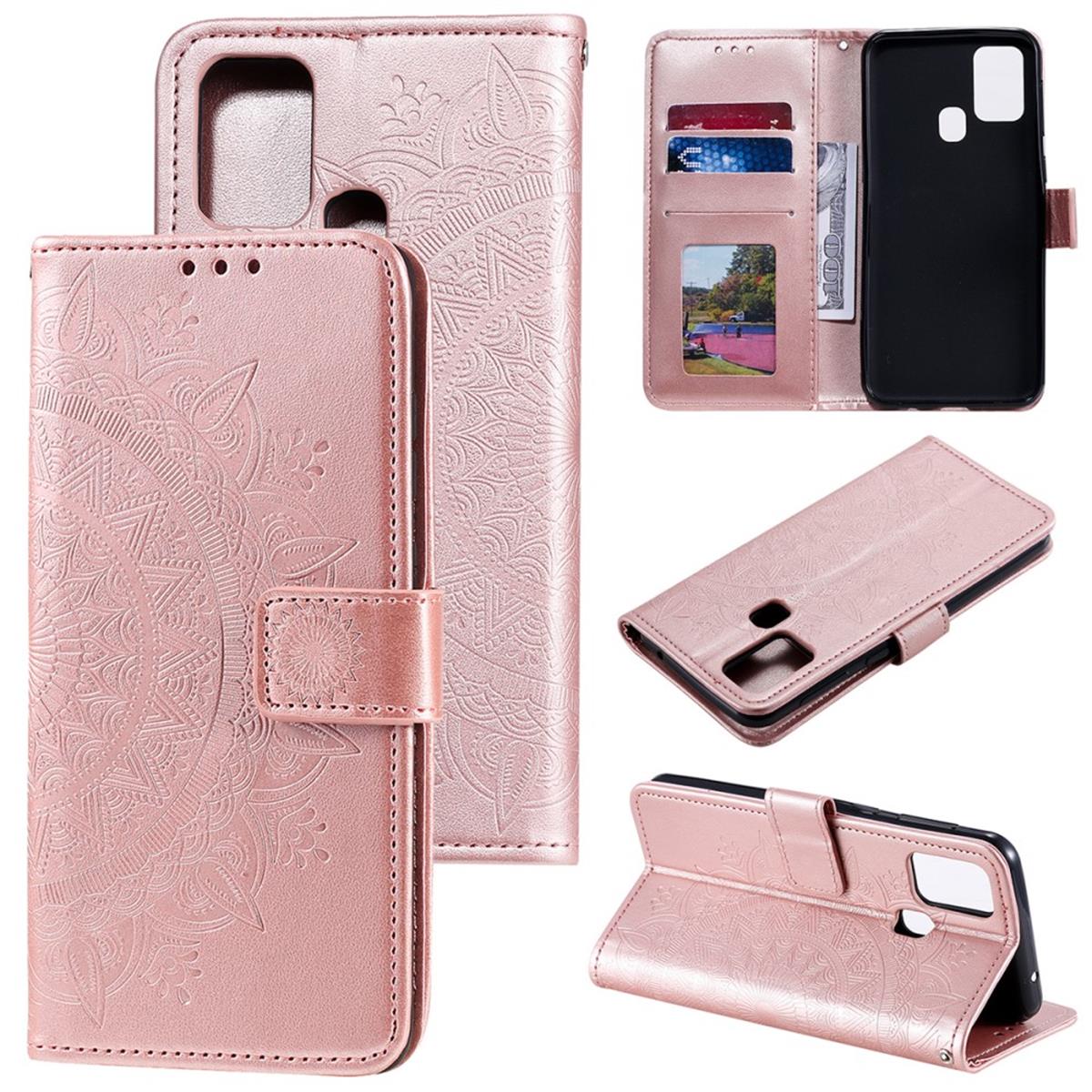 Hülle für Samsung Galaxy M21/M30s Handyhülle Flip Case Cover Mandala Rosegold