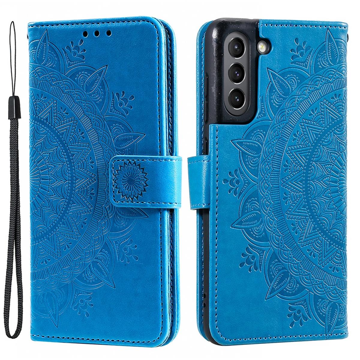 Hülle für Samsung Galaxy S21 FE Handyhülle Flip Case Cover Tasche Mandala Blau