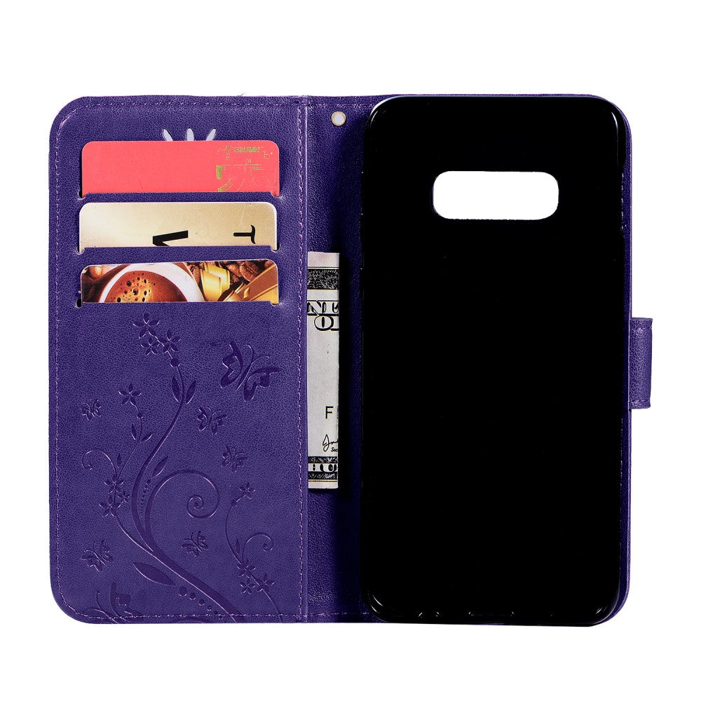 Hülle für Samsung Galaxy S10e Handyhülle Flip Case Schmetterling Lila