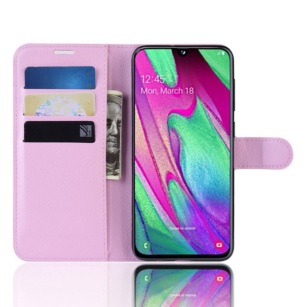 Hülle für Samsung Galaxy A40 Handyhülle Flip Case Cover Handytasche Etui Rosa