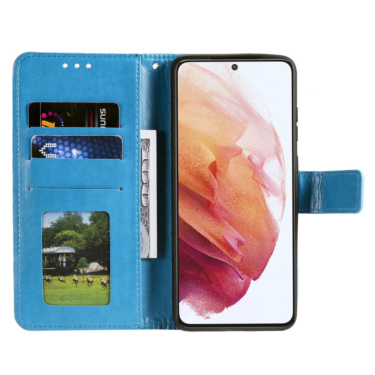 Hülle für Samsung Galaxy A73 5G Handyhülle Flip Case Cover Tasche Mandala Blau