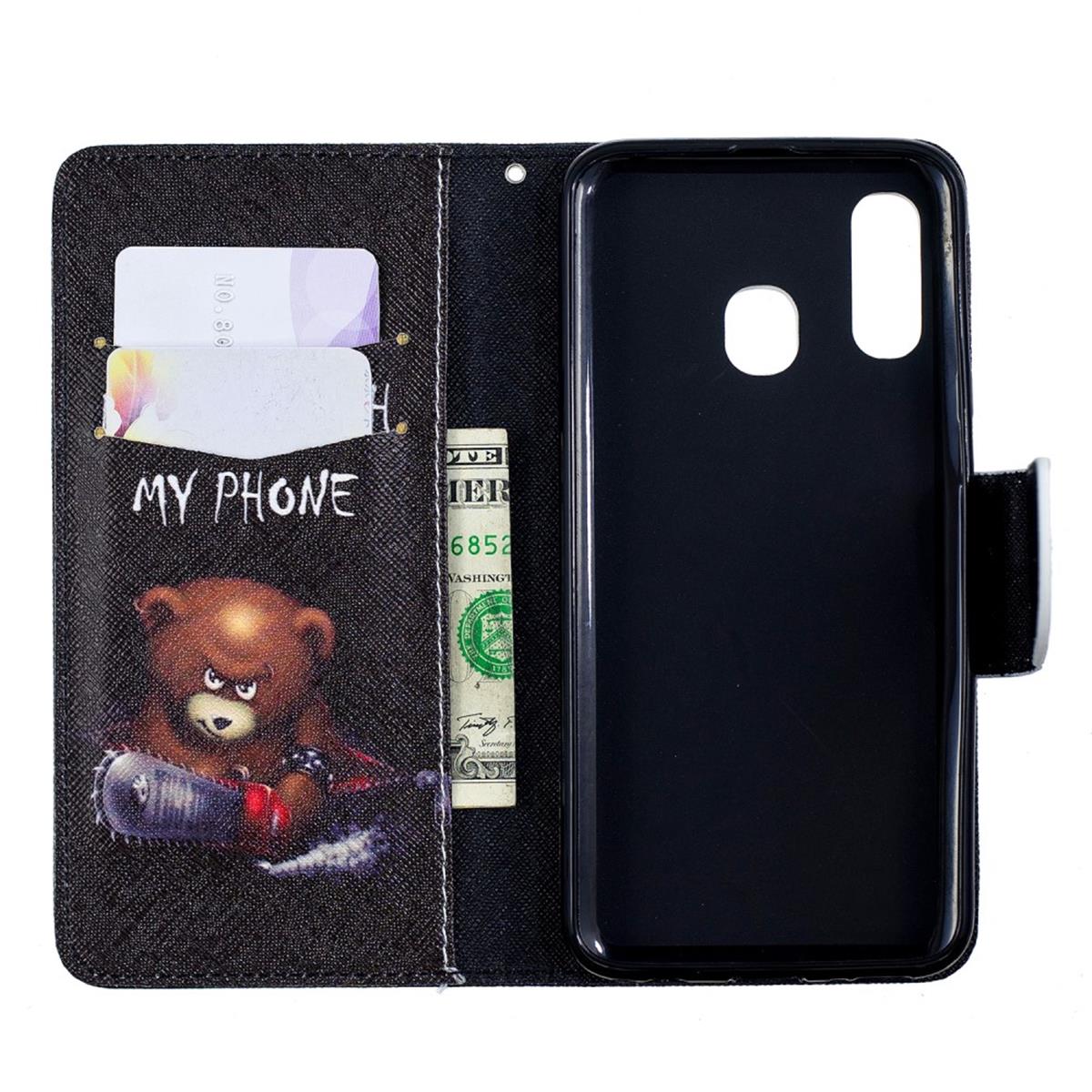 Hülle für Samsung Galaxy A40 Handyhülle Schutztasche Flip Cover Motiv Case Bär