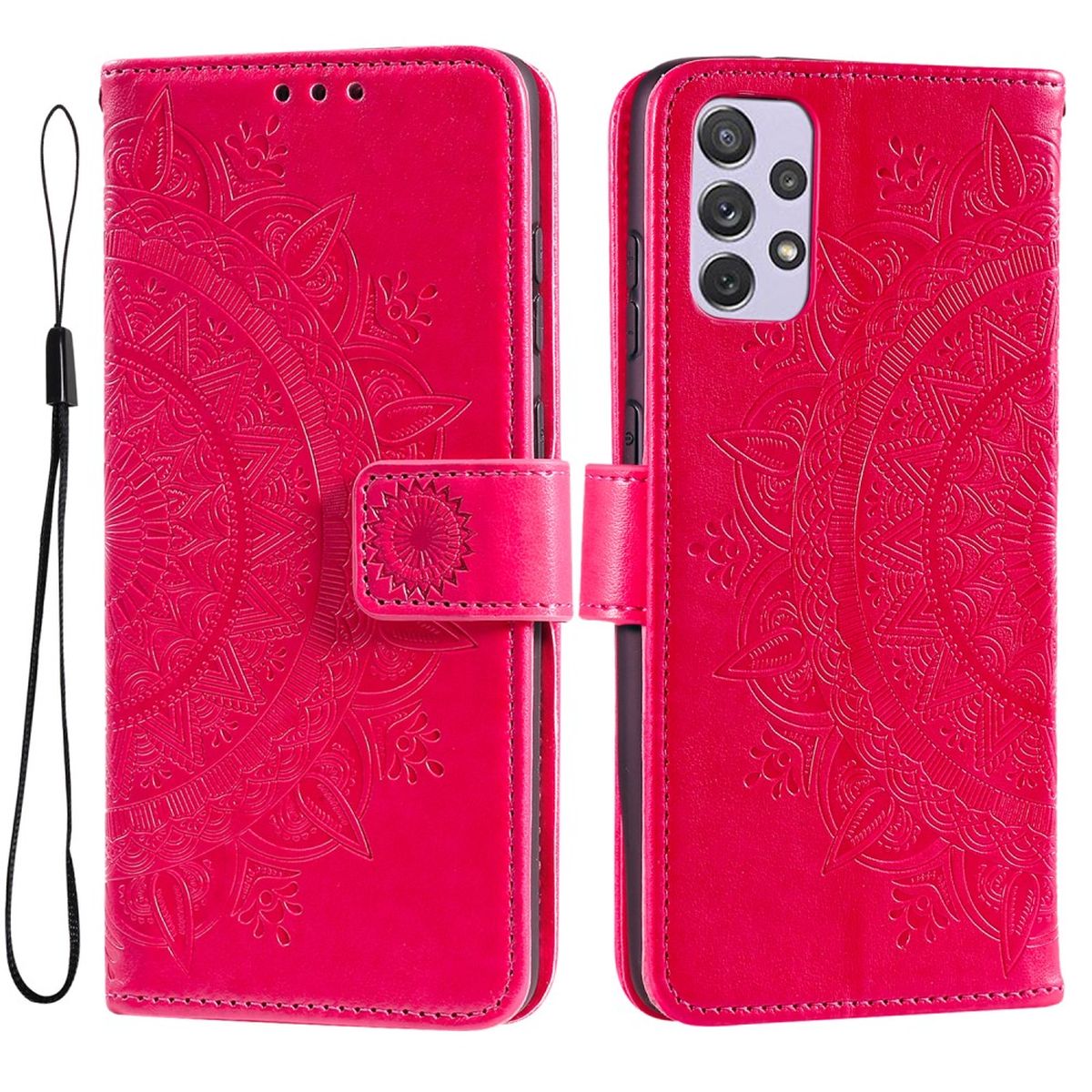 Hülle für Samsung Galaxy A73 5G Handyhülle Flip Case Cover Tasche Mandala Pink