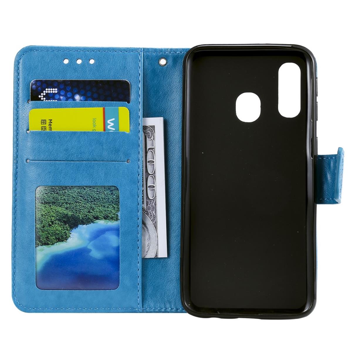 Hülle für Samsung Galaxy A40 Handyhülle Schutz Tasche Flip Case Etui Cover Mandala Blau