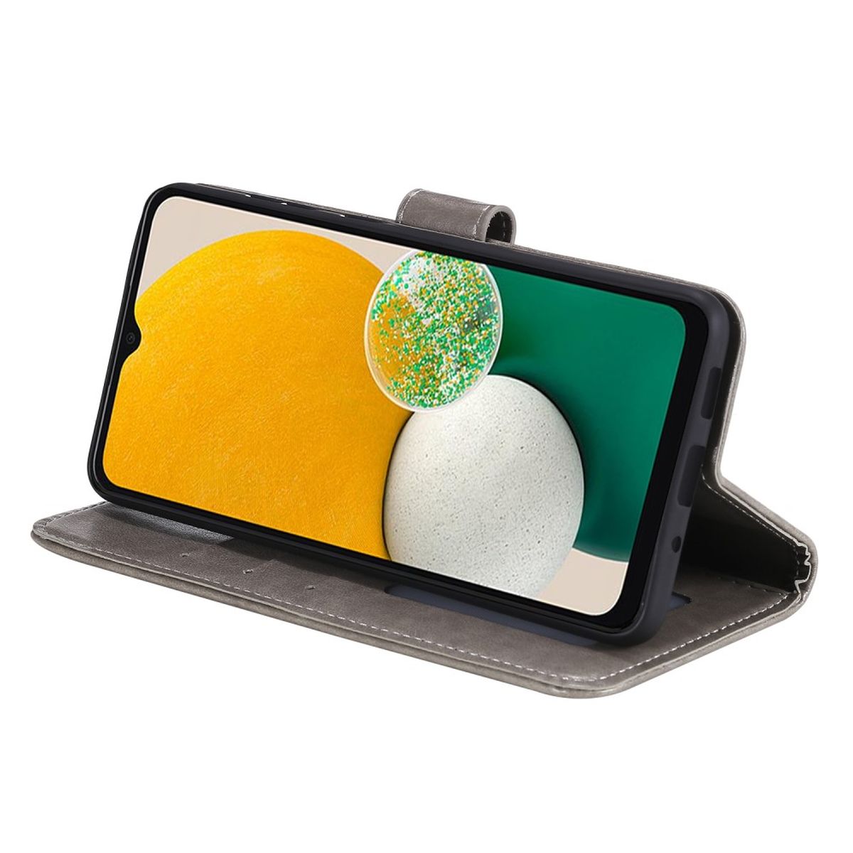 Hülle für Samsung Galaxy A13 4G Handyhülle Flip Case Cover Tasche Mandala Grau