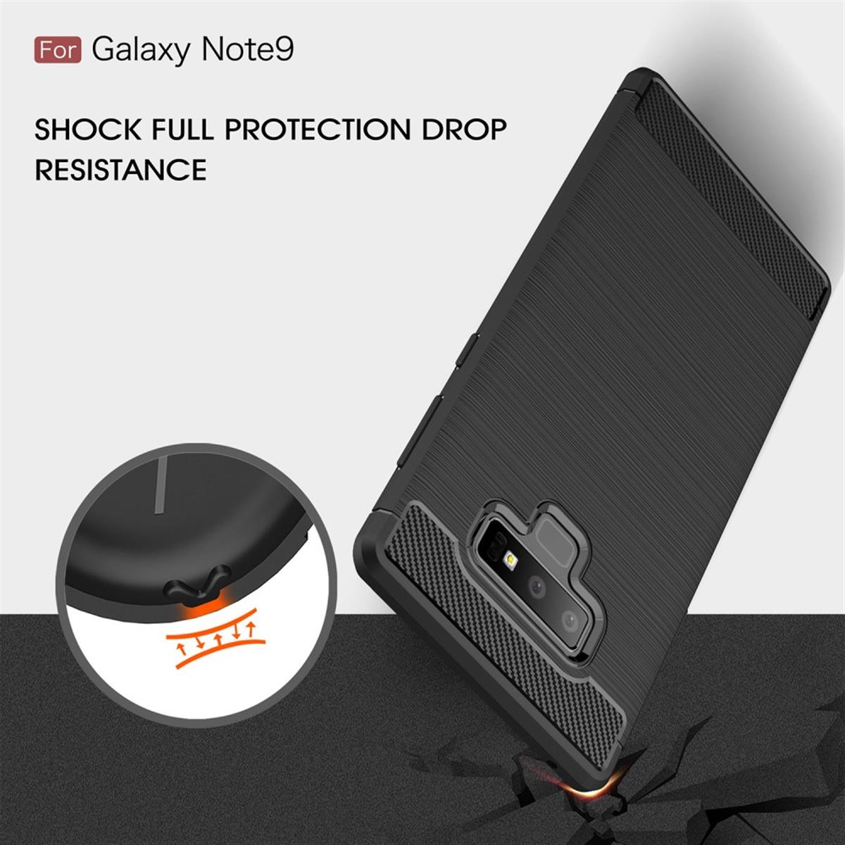 Hülle für Samsung Galaxy Note 9 Handyhülle Case Cover Silikonhülle Carbonfarben