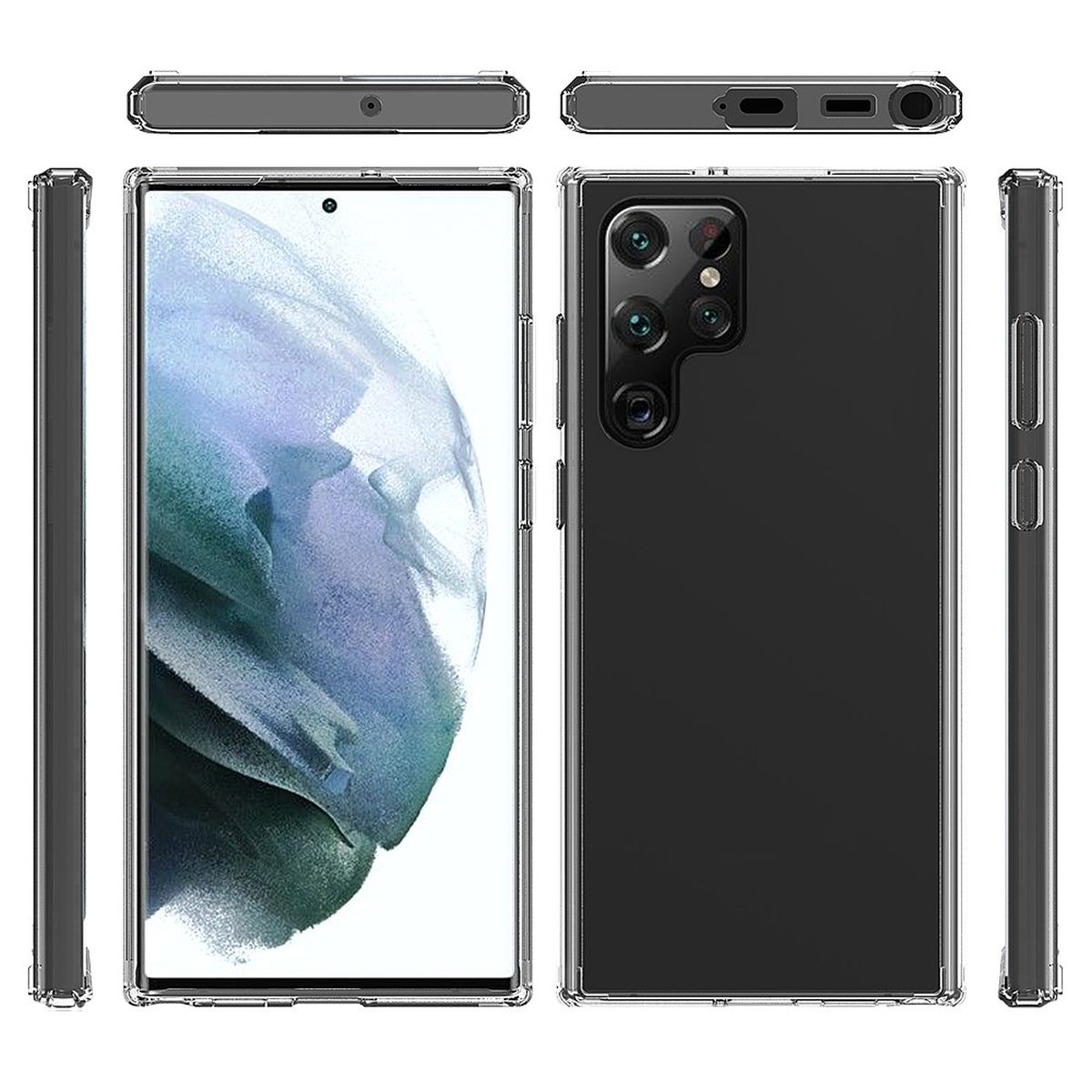 Hülle für Samsung Galaxy S22 Ultra Handy Case Hybrid Silikon Bumper Cover Klar