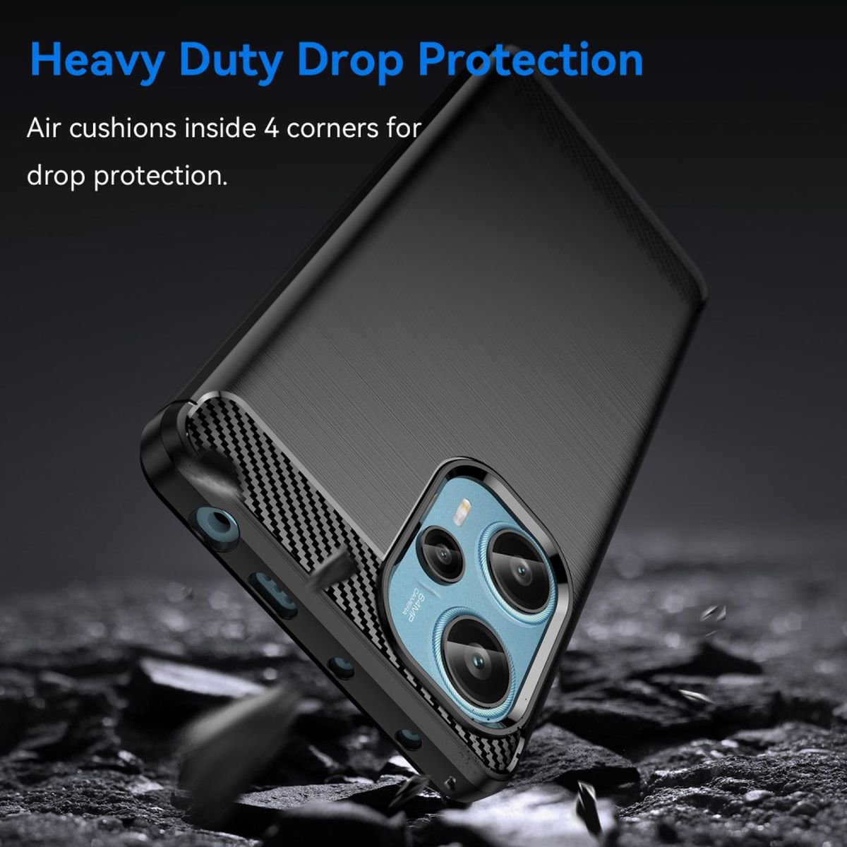 Hülle für Xiaomi Poco F5 5G/Redmi Note 12 Turbo Handy Silikon Cover Carbonfarben