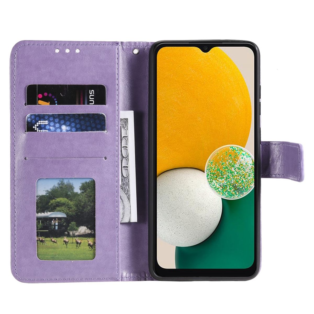 Hülle für Samsung Galaxy A13 4G Handyhülle Flip Case Cover Etui Mandala Lila