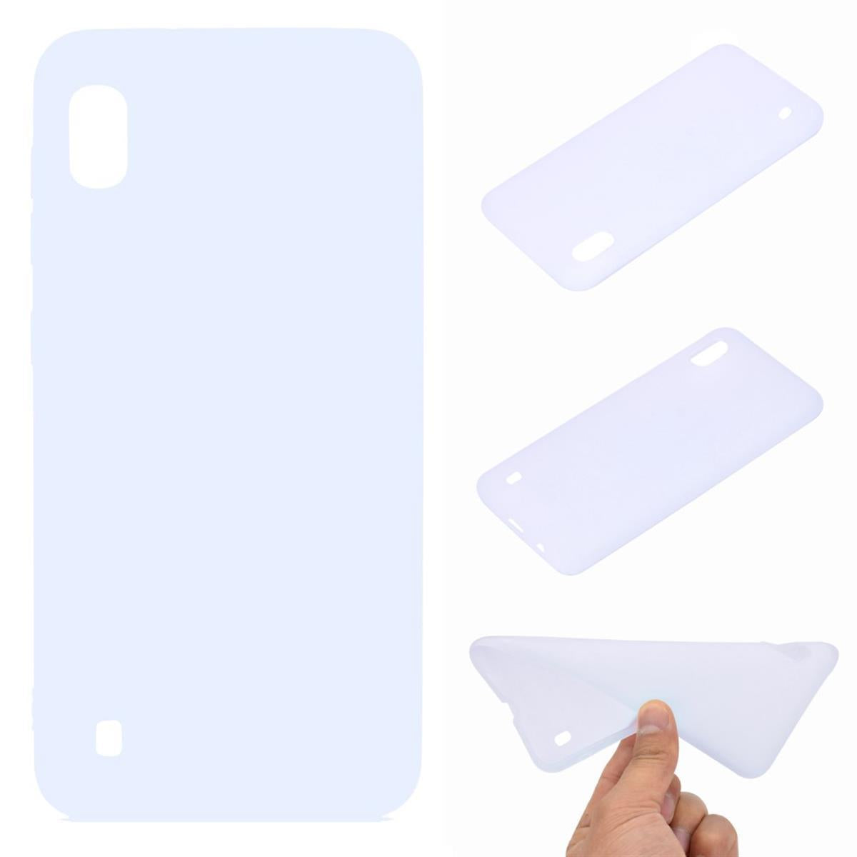 Hülle für Samsung Galaxy A10 Silikon Cover Bumper Schutzhülle Case matt weiß