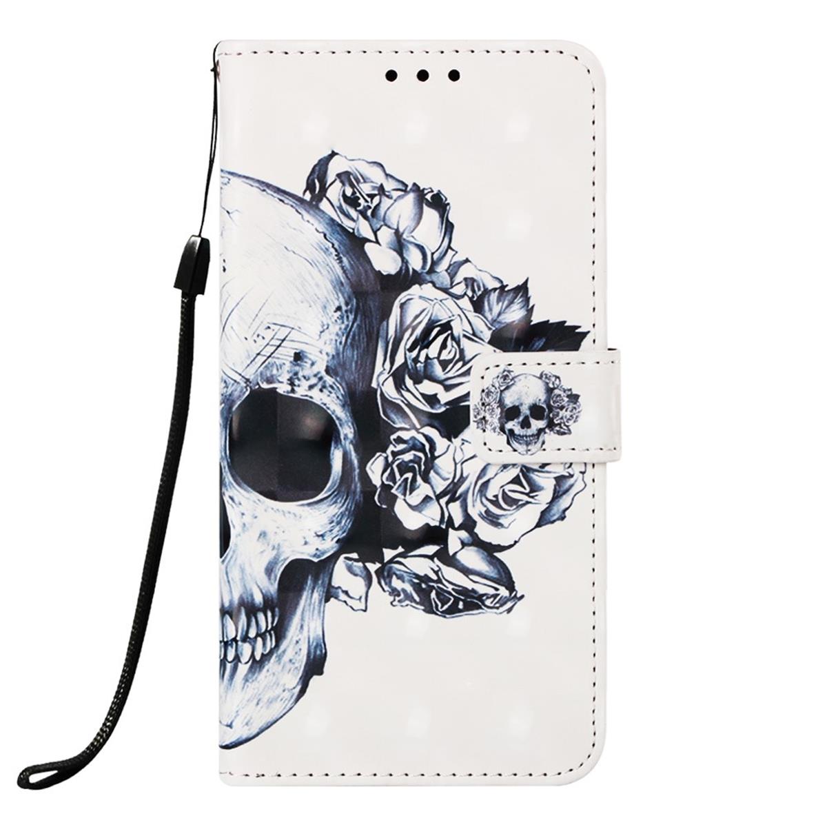 Hülle für Samsung Galaxy A40 Handyhülle Case Etui Cover Motiv Totenkopf schwarz