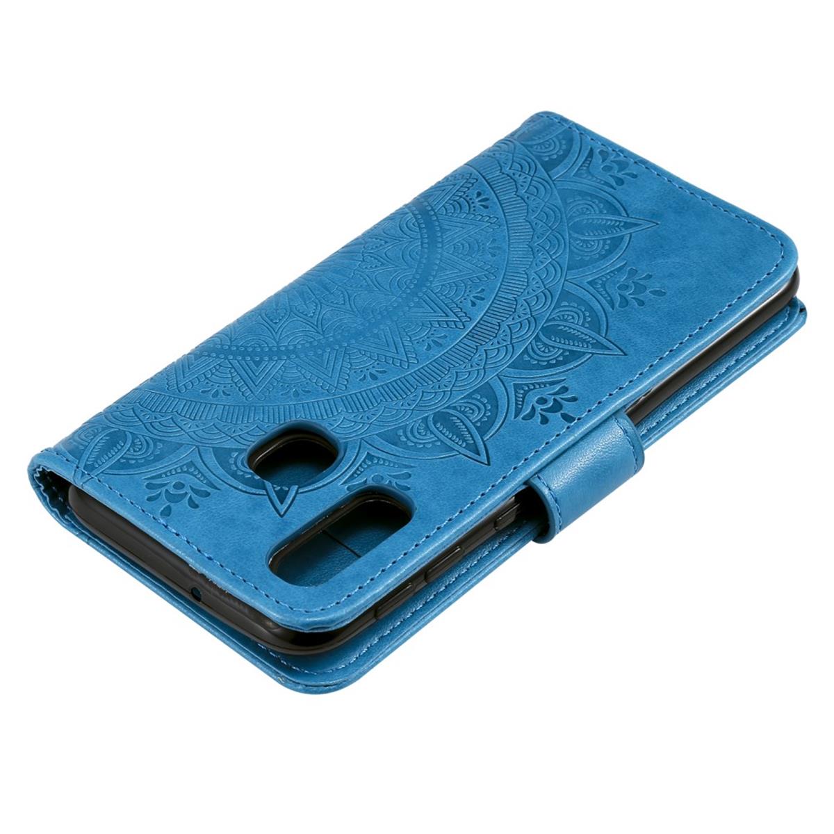 Hülle für Samsung Galaxy A40 Handyhülle Schutz Tasche Flip Case Etui Cover Mandala Blau