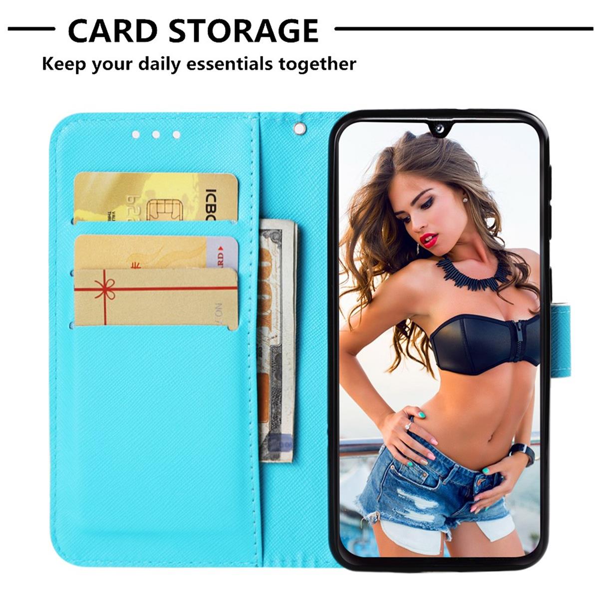 Hülle für Samsung Galaxy A40 Handyhülle Tasche Cover Motiv Case Totenkopf blau