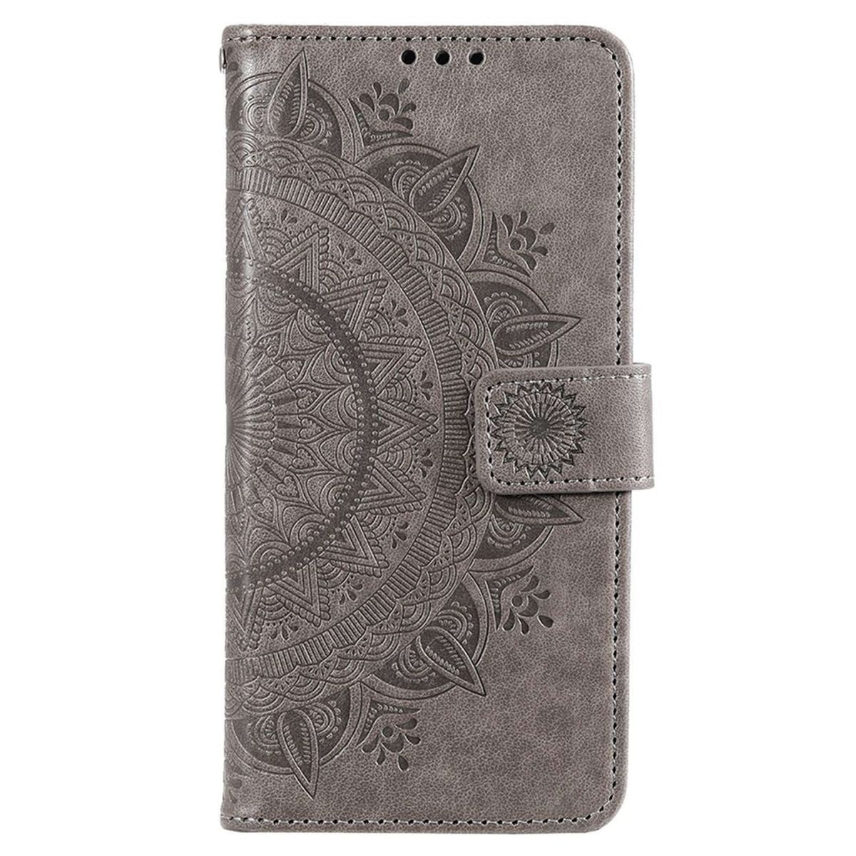 Hülle für Samsung Galaxy M53 5G Handyhülle Flip Case Cover Etui Mandala Grau