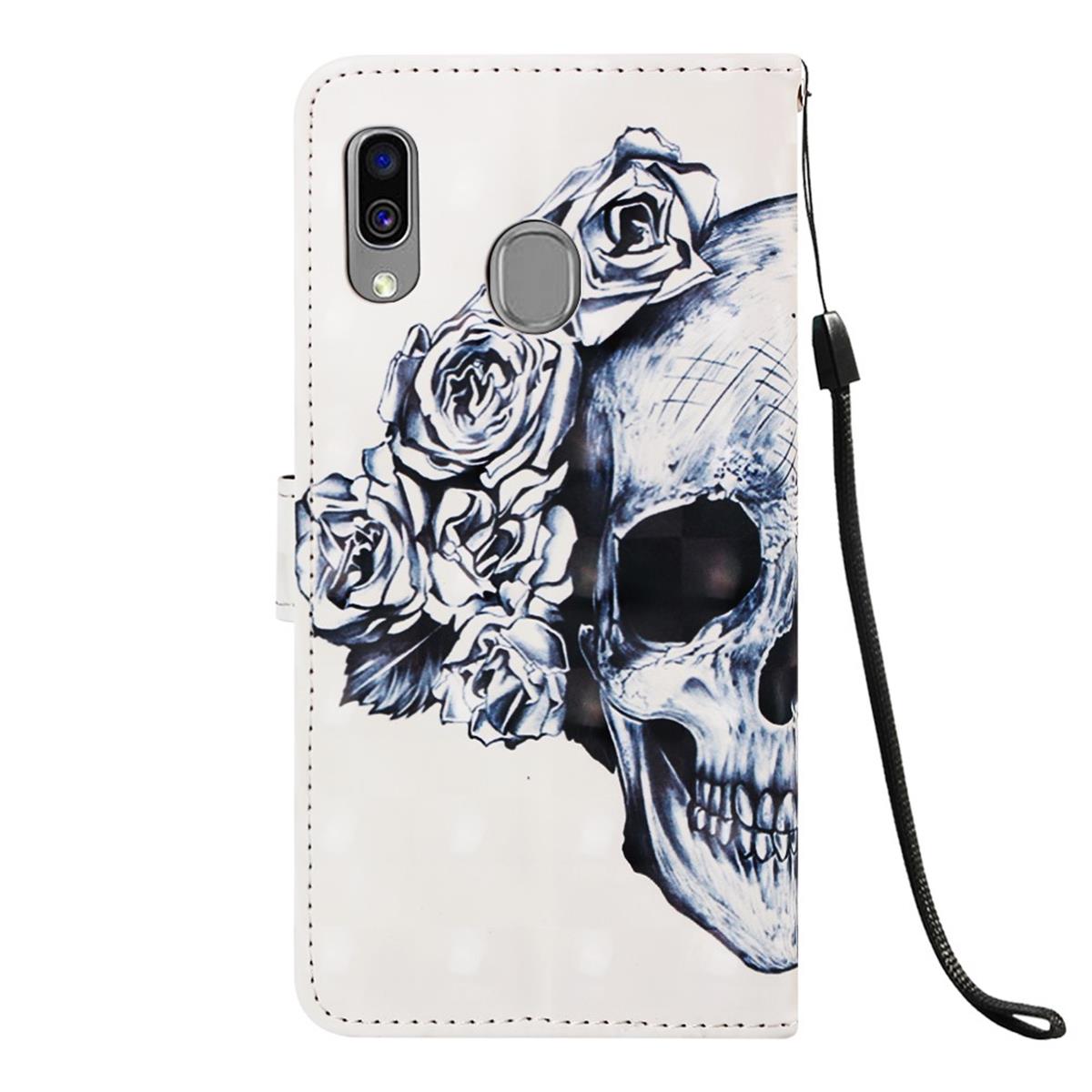 Hülle für Samsung Galaxy A40 Handyhülle Case Etui Cover Motiv Totenkopf schwarz