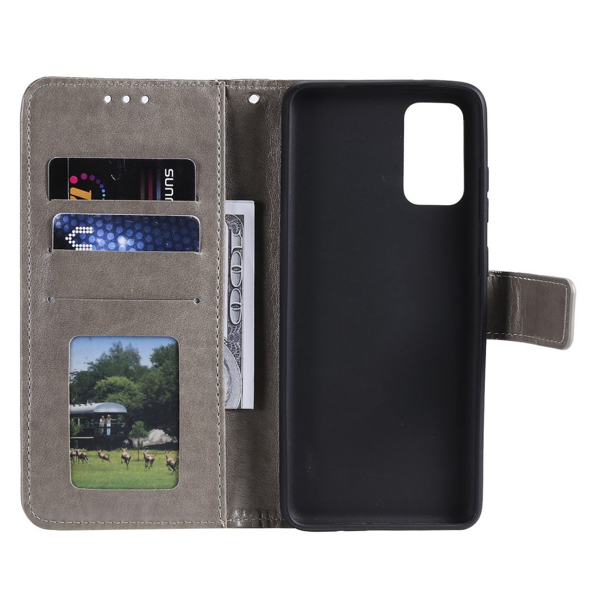 Hülle für Samsung Galaxy M13/M23 5G Handyhülle Flip Case Cover Etui Mandala Grau