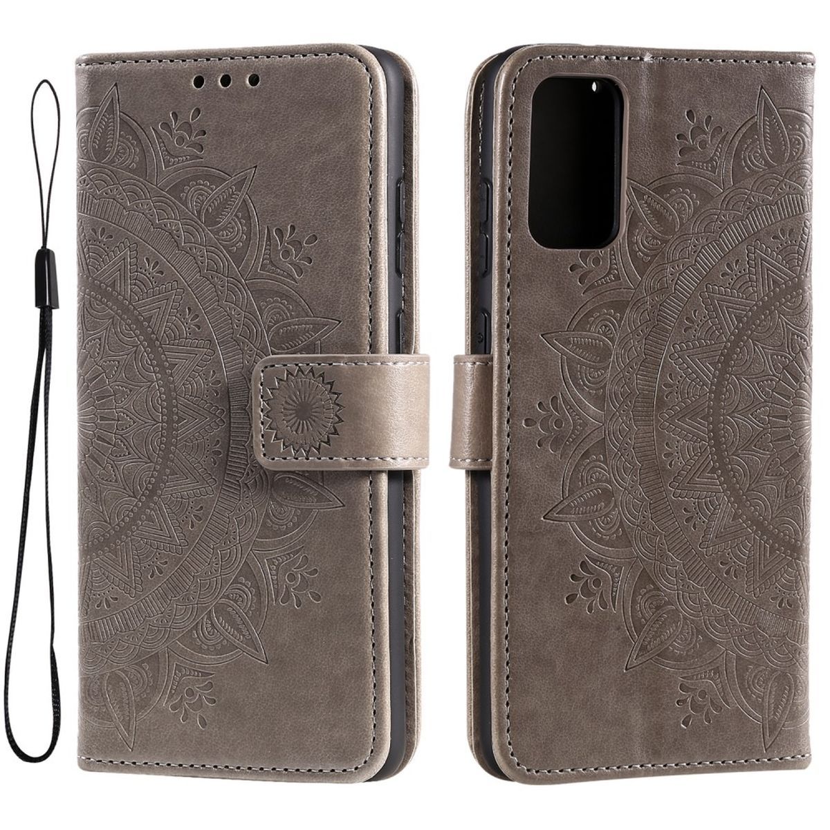 Hülle für Samsung Galaxy M13/M23 5G Handyhülle Flip Case Cover Etui Mandala Grau