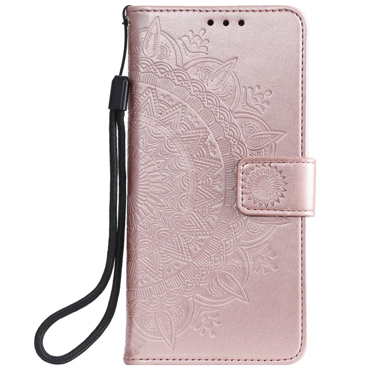 Hülle für Samsung Galaxy A40 Handyhülle Schutz Tasche Flip Case Cover Mandala Rosegold
