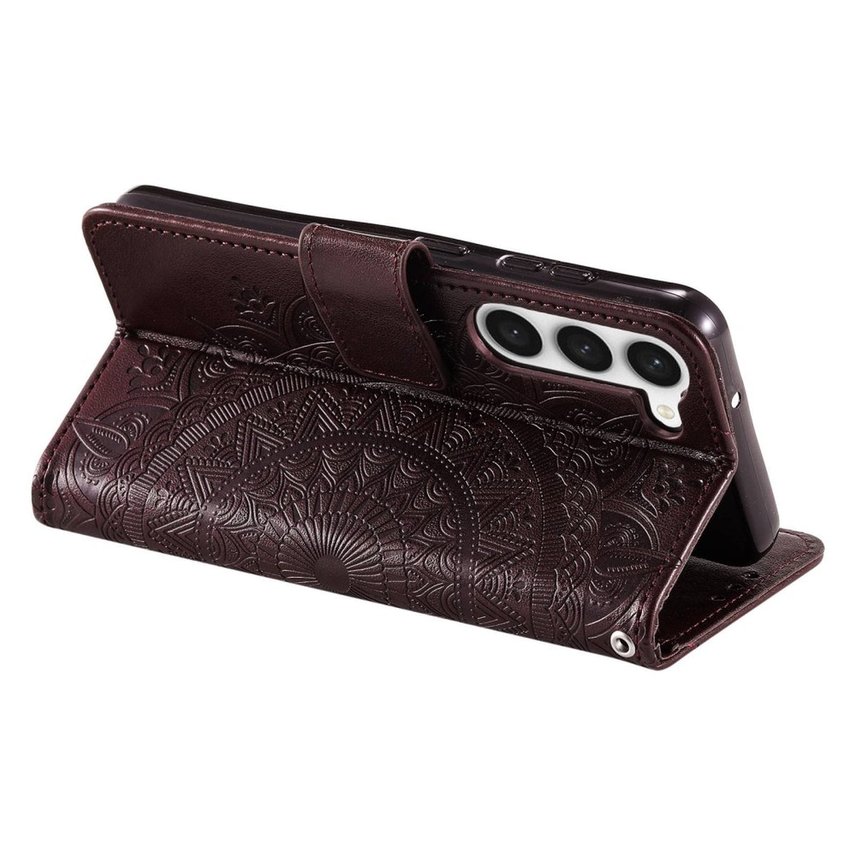 Hülle für Samsung Galaxy S23 Handyhülle Flip Case Cover Etui Mandala Braun
