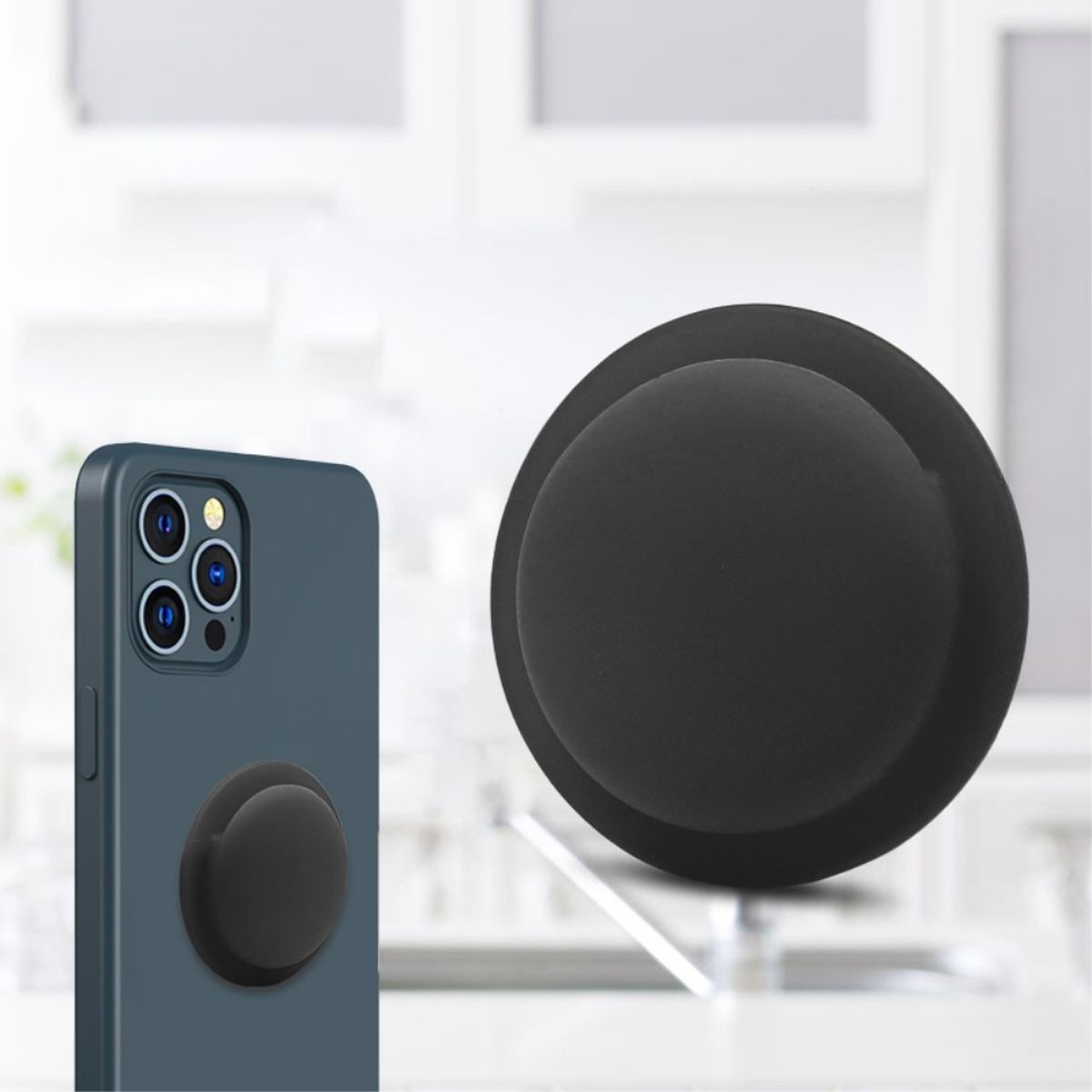 2er Pack - Silikonhülle für Apple AirTags 2021 - Cover selbstklebend - Schwarz