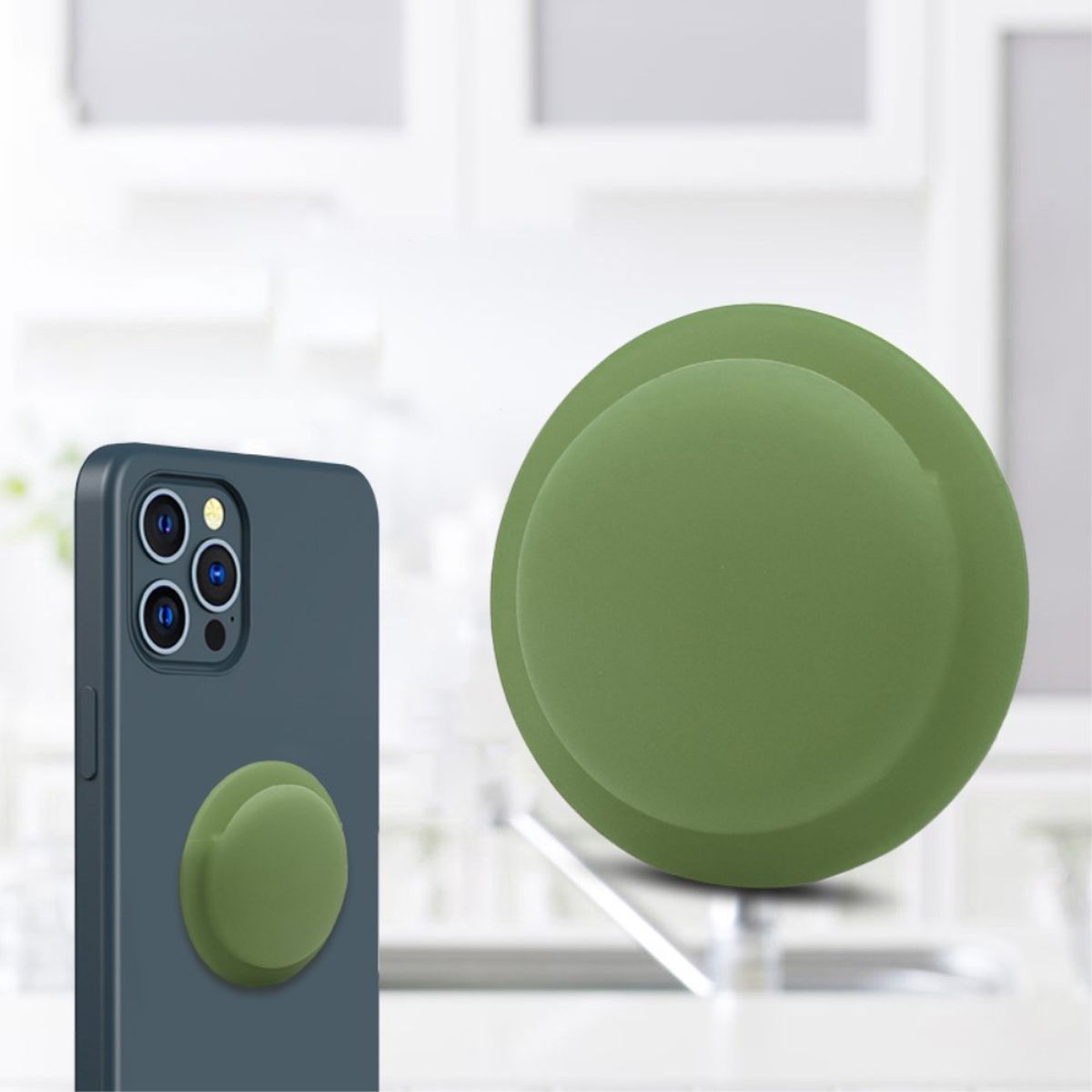 4er Pack - Silikonhülle für Apple AirTags 2021 - Hülle selbstklebend - Case Grün
