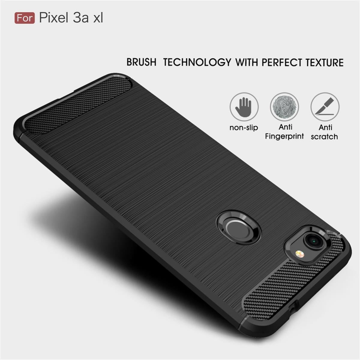 Google Pixel 3a XL Handy Hülle Silikon Case Schutzhülle Carbonfarben