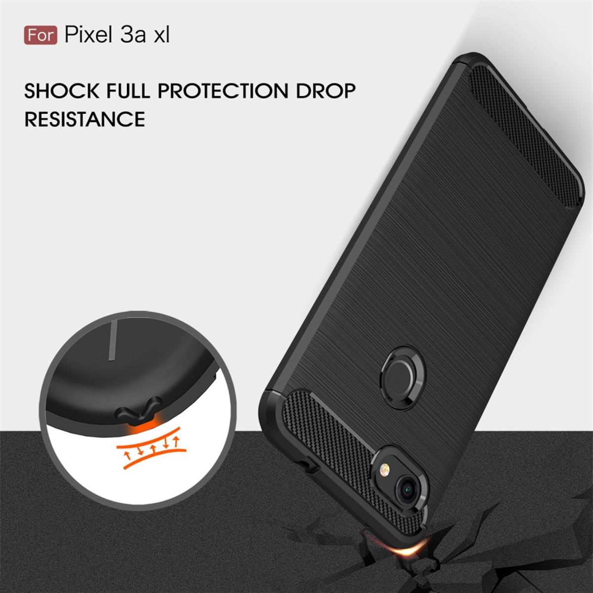 Google Pixel 3a XL Handy Hülle Silikon Case Schutzhülle Carbonfarben