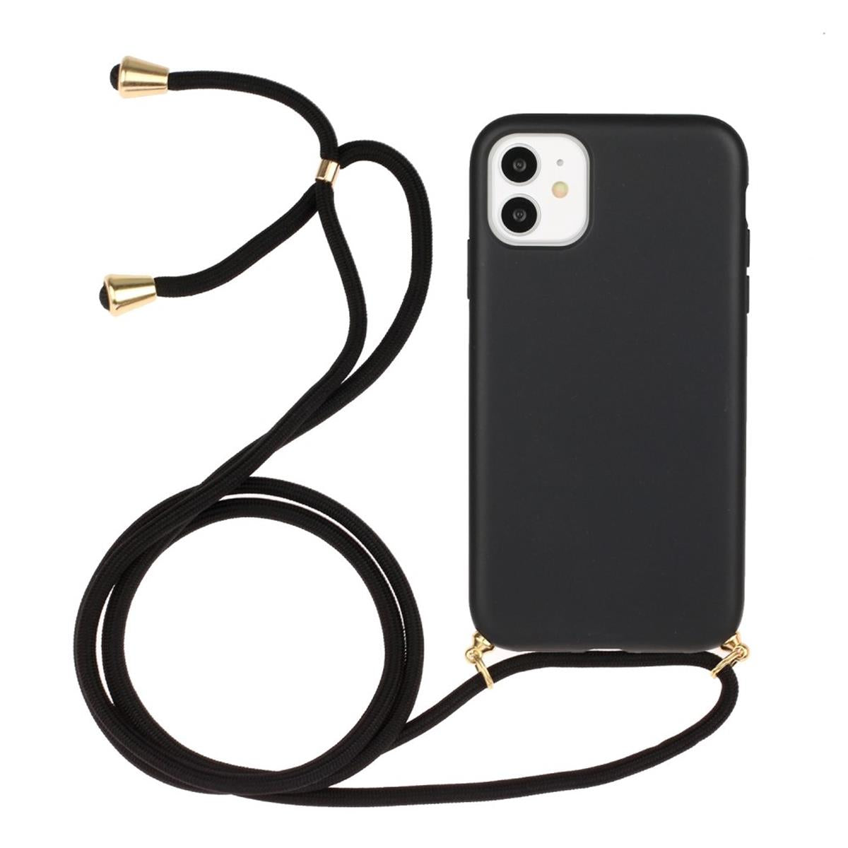 Hülle für Apple iPhone 11 Handyhülle Band Handykette Kordel Schnur Umhängetasche Schwarz