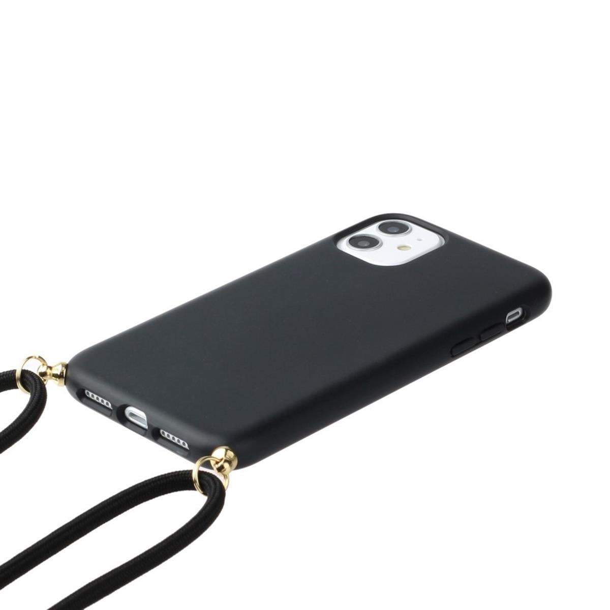Hülle für Apple iPhone 11 Handyhülle Band Handykette Kordel Schnur Umhängetasche Schwarz