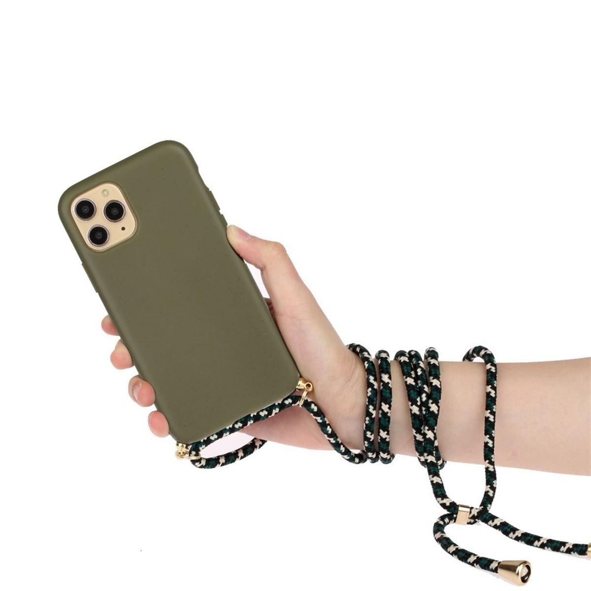 Hülle für Apple iPhone 11 Pro Handyhülle Band Handykette Kordel Schnur Case Oliv