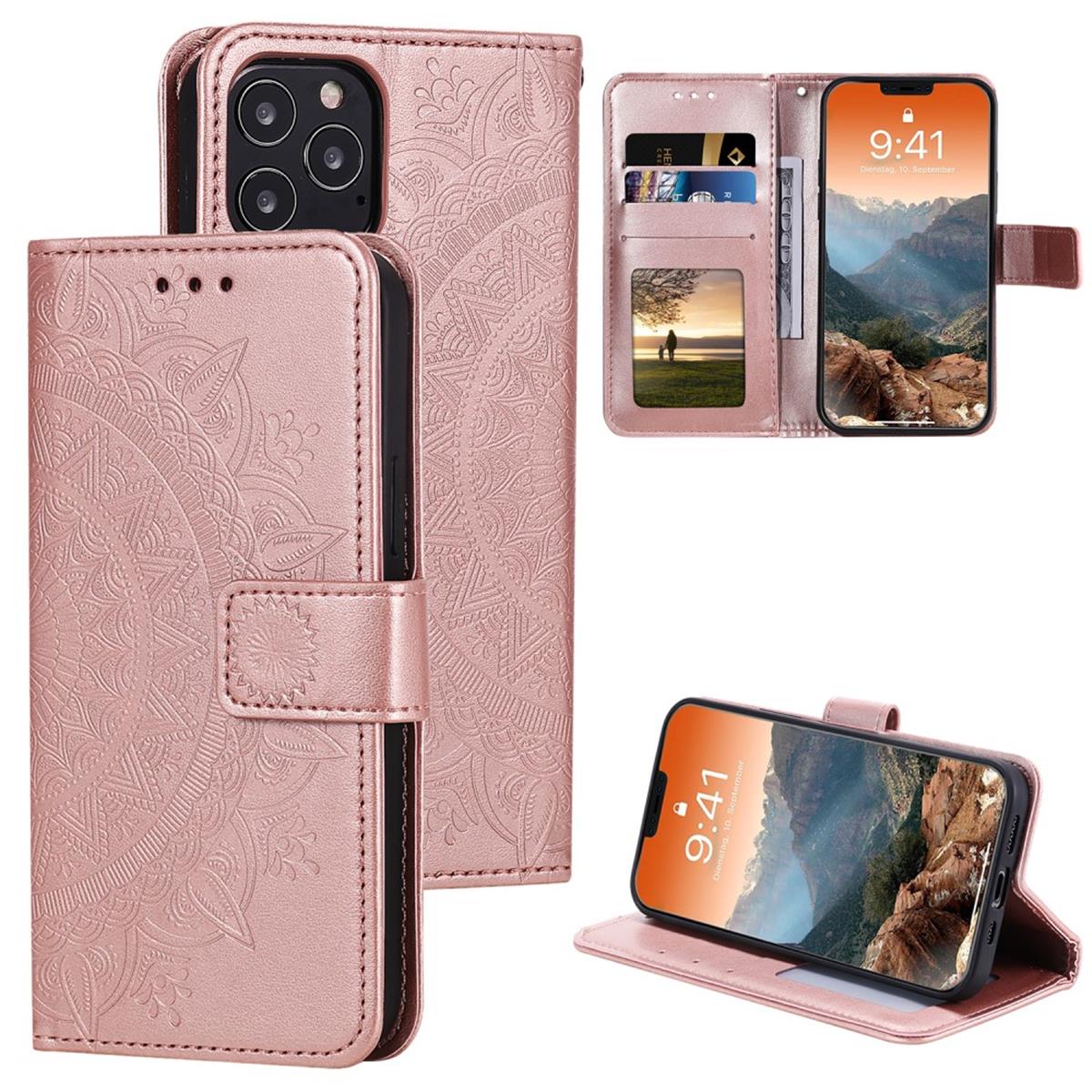 Hülle für Apple iPhone 12 Pro Max Handyhülle Flip Case Cover Mandala Rosegold