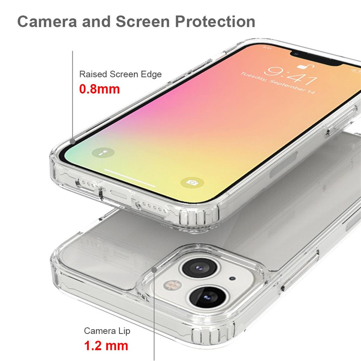 Hülle für Apple iPhone 13 Handyhülle Hybrid Silikon Case Bumper Cover Klar