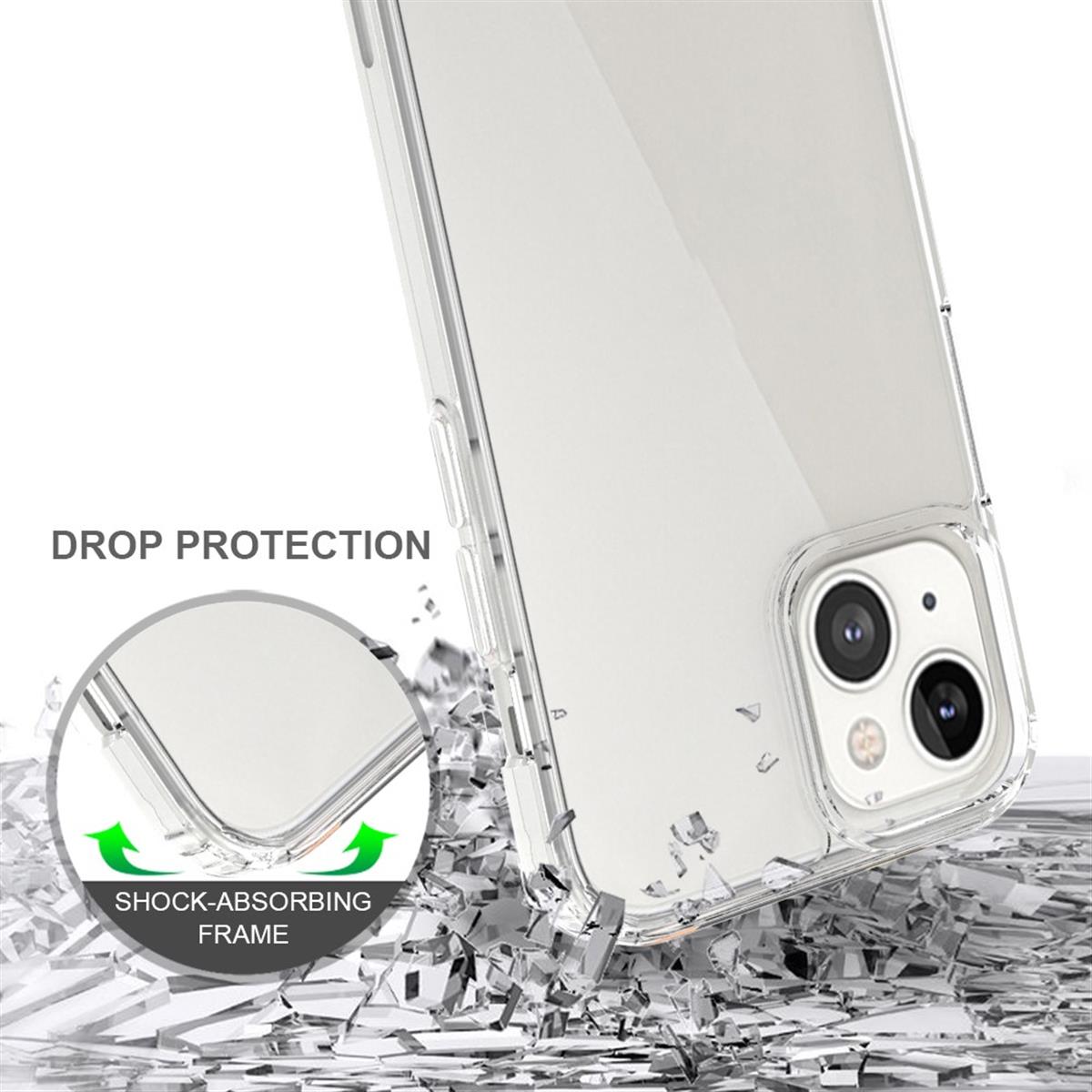 Hülle für Apple iPhone 13 Handyhülle Hybrid Silikon Case Bumper Cover Klar