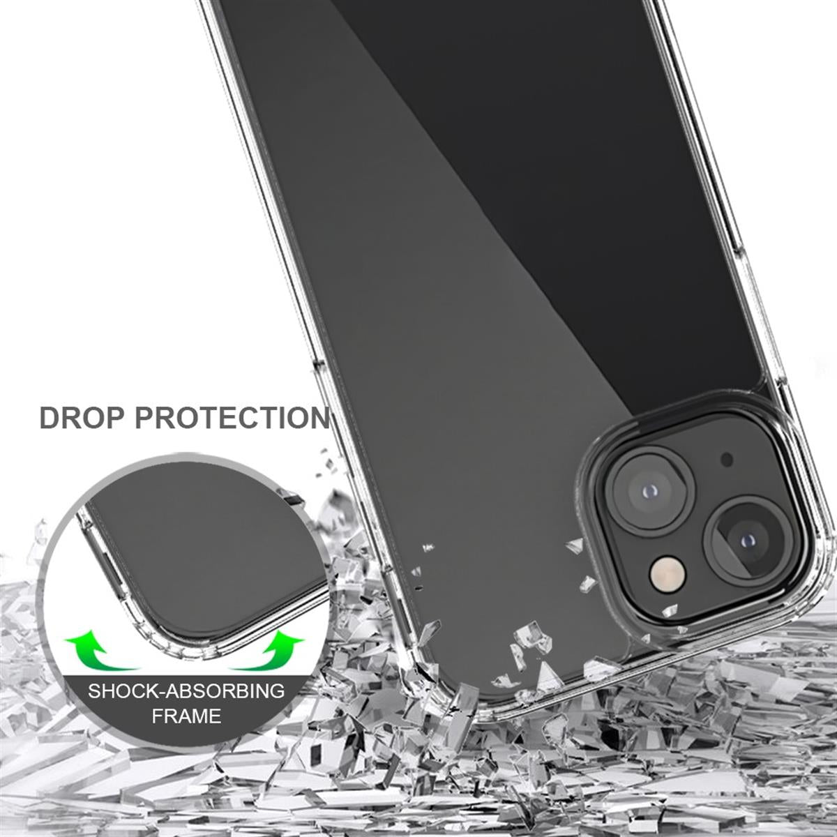 Hülle für Apple iPhone 13 Mini Handyhülle Hybrid Silikon Case Bumper Cover Klar