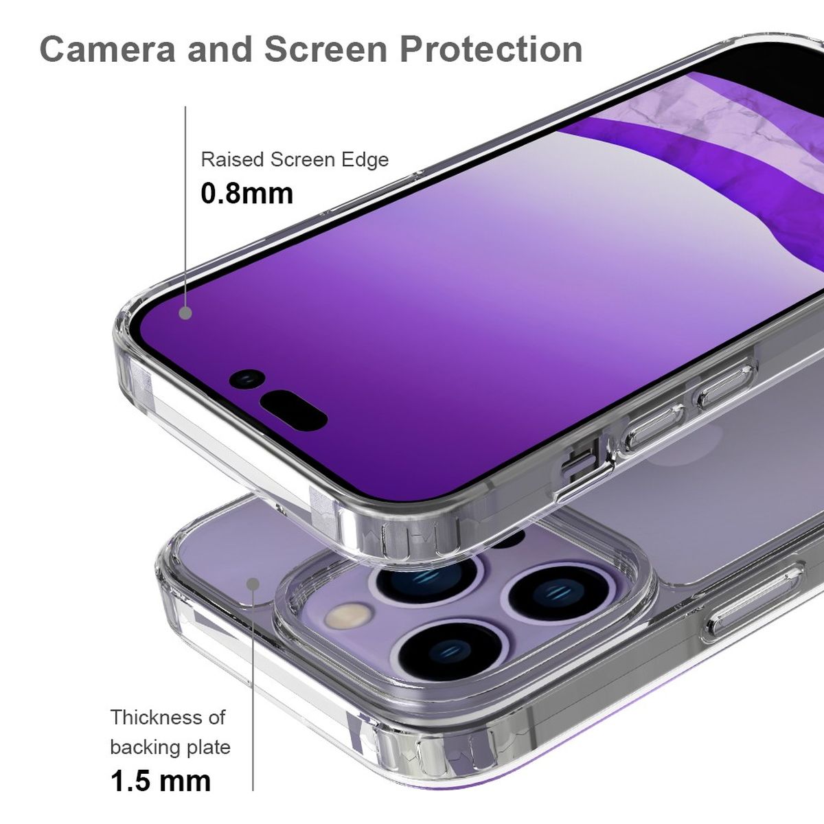Hülle für Apple iPhone 14 Pro Handy Case Hybrid Silikon Bumper Cover transparent