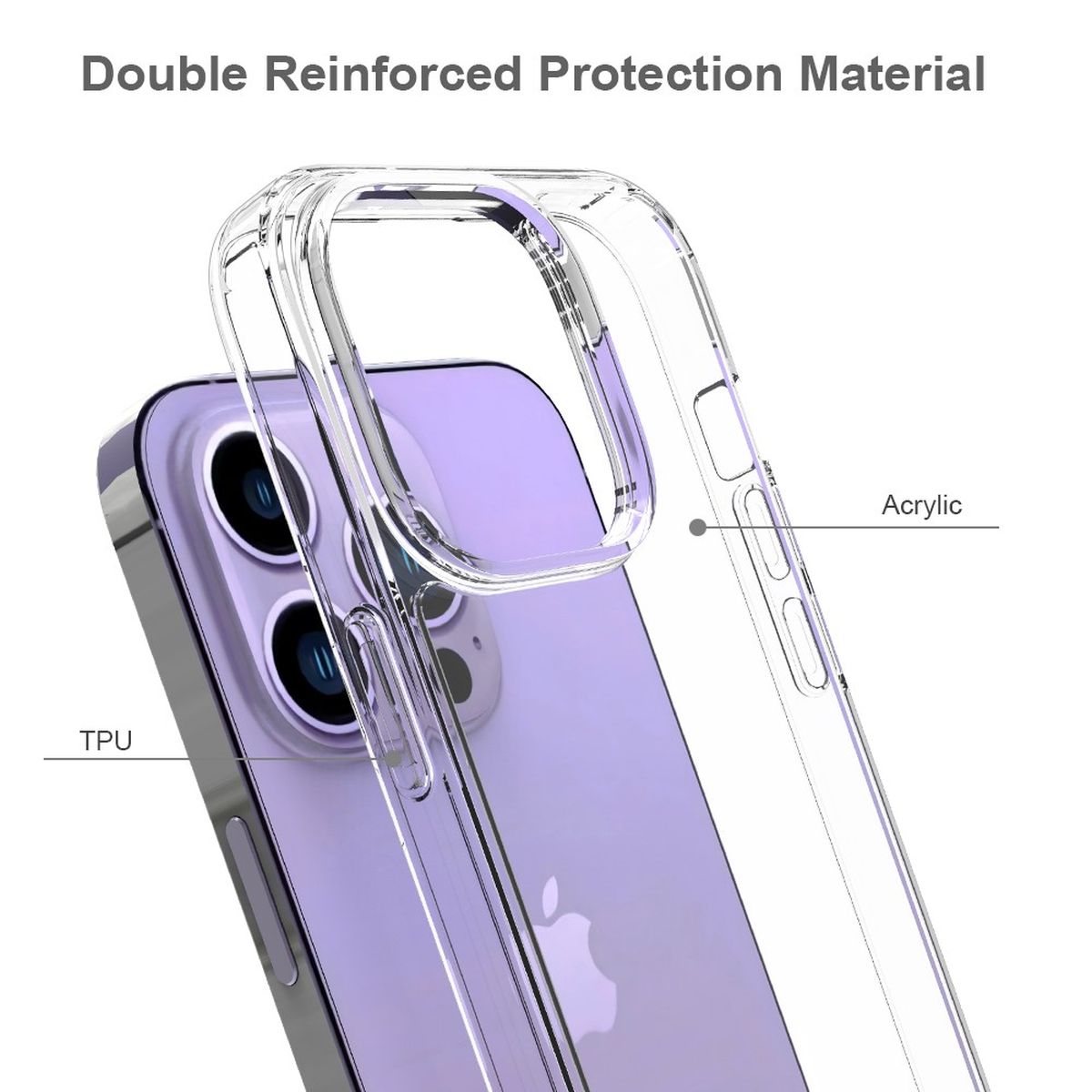 Hülle für Apple iPhone 14 Pro Handy Case Hybrid Silikon Bumper Cover transparent
