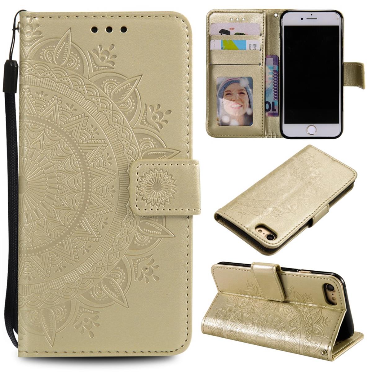 Hülle für Apple iPhone SE 2020/2022 Handyhülle Flip Case Klapphülle Mandala Gold