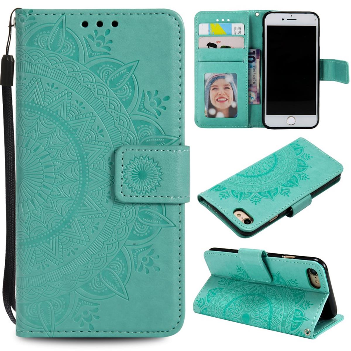 Hülle für Apple iPhone SE 2020/2022 Handyhülle Flip Case Klapphülle Mandala Grün