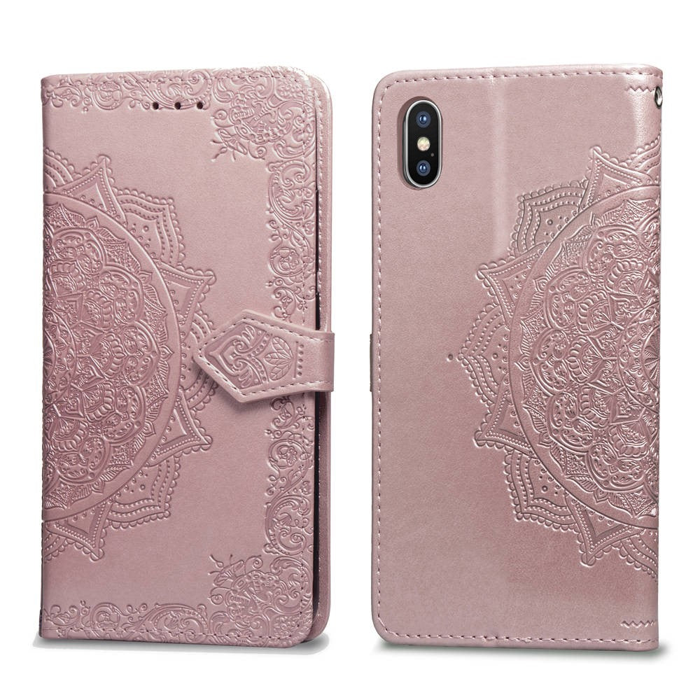 Hülle für Apple iPhone Xs Max Handyhülle Flip Case Cover Etui Mandala Rosegold