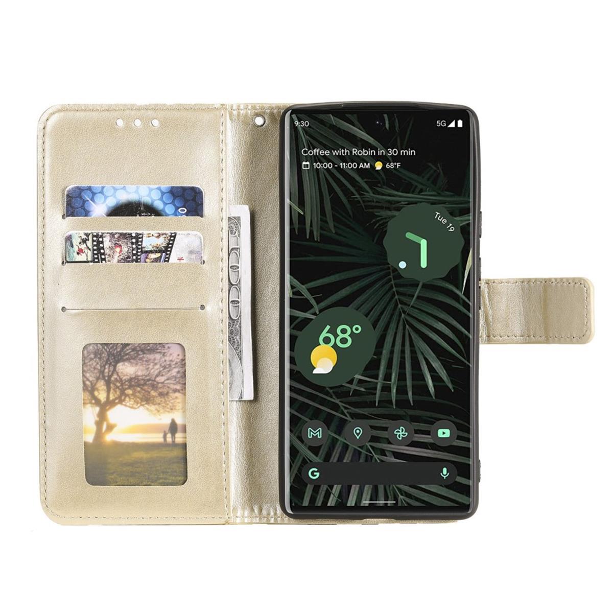 Hülle für Google Pixel 6 Pro Handyhülle Tasche Flip Case Cover Etui Mandala Gold
