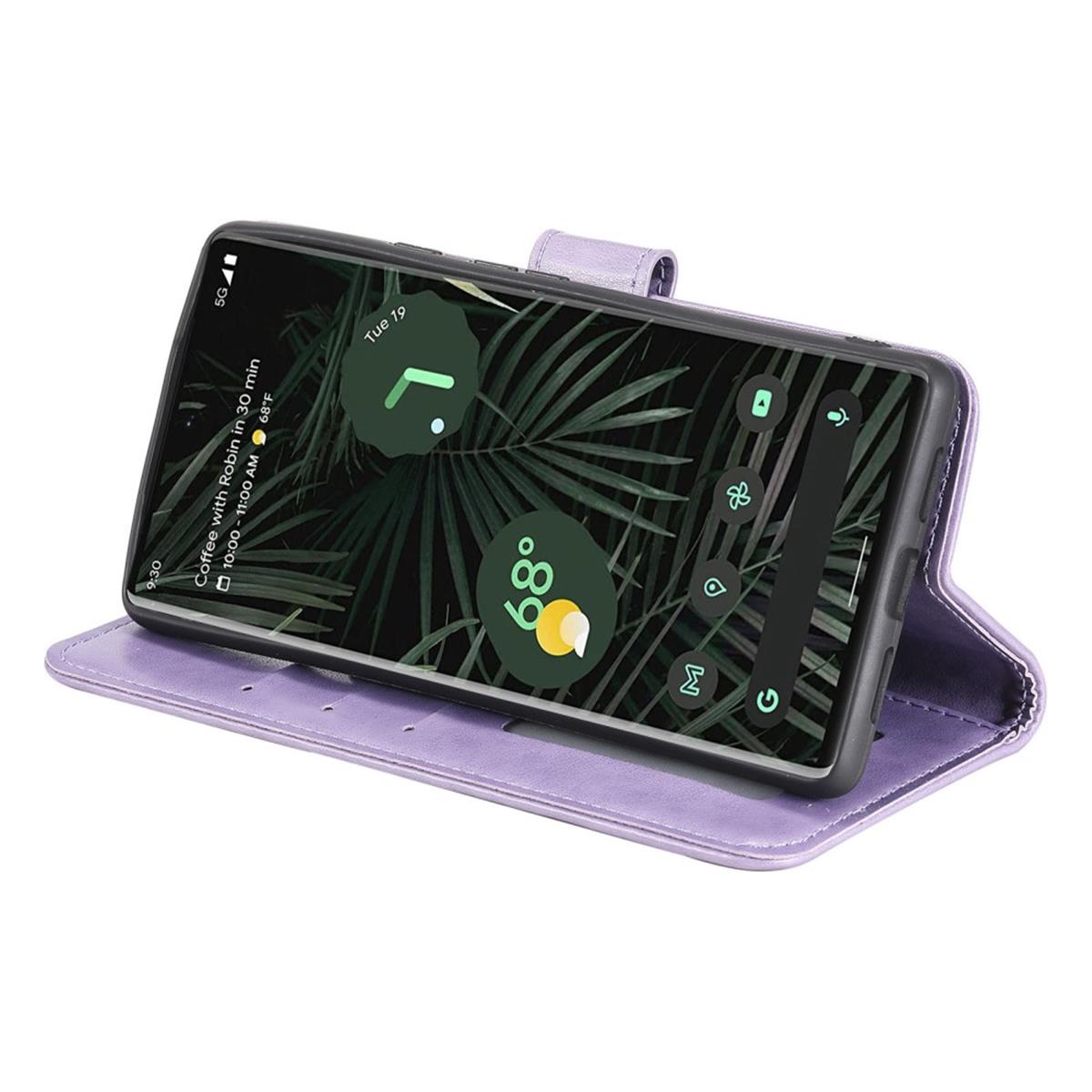 Hülle für Google Pixel 6 Pro Handyhülle Tasche Flip Case Cover Etui Mandala Lila