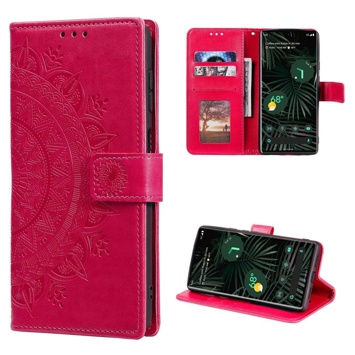 Hülle für Google Pixel 6 Pro Handyhülle Tasche Flip Case Cover Etui Mandala Pink