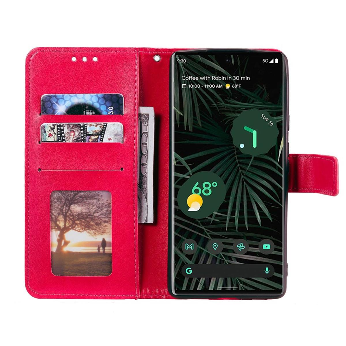 Hülle für Google Pixel 6 Pro Handyhülle Tasche Flip Case Cover Etui Mandala Pink