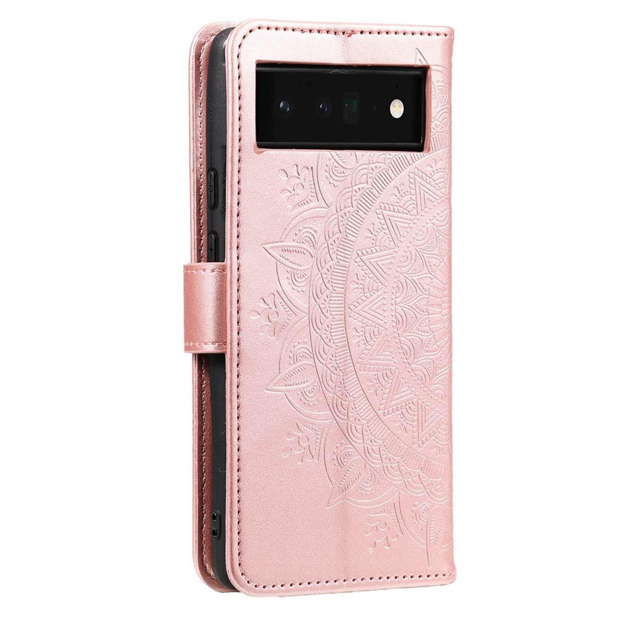Hülle für Google Pixel 6 Pro Handyhülle Tasche Flip Case Cover Mandala Rosegold