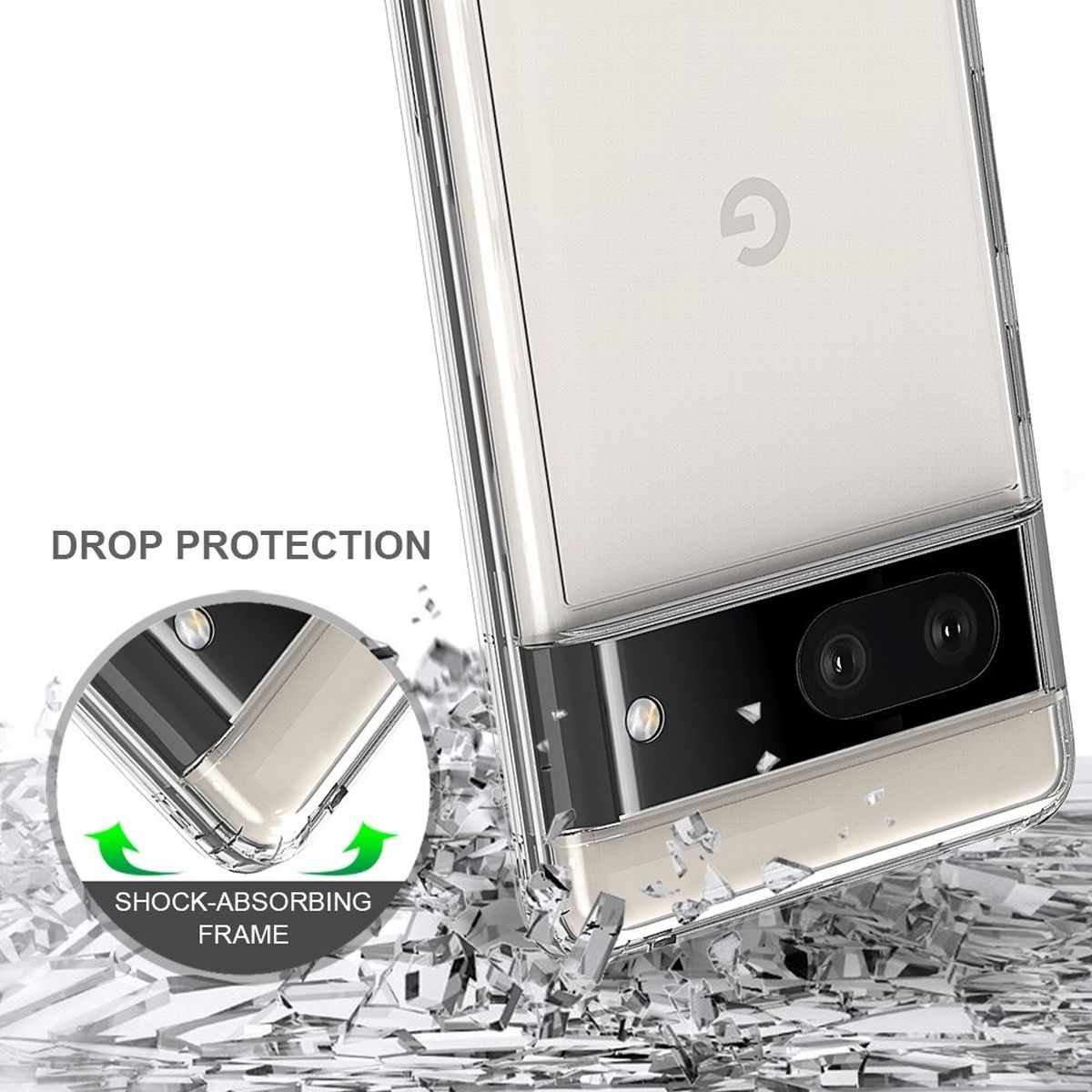 Hülle für Google Pixel 7 Handyhülle Case Hybrid Silikon Bumper Cover klar